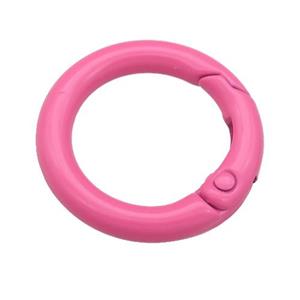 Alloy circle Carabiner Clasp with pink Lacquered Fired, approx 25mm [FN24149]