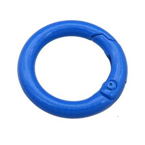 Alloy circle Carabiner Clasp with blue Lacquered Fired, approx 25mm [FN24150]