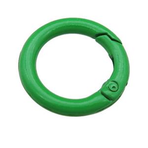 Alloy circle Carabiner Clasp with green Lacquered Fired, approx 25mm [FN24152]