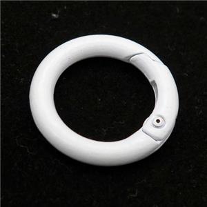 Alloy circle Carabiner Clasp with white Lacquered Fired, approx 25mm [FN24154]
