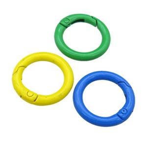 Alloy circle Carabiner Clasp with Lacquered Fired, mixed color, approx 25mm [FN24155]