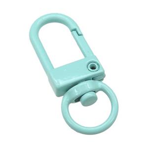 Alloy Carabiner Clasp with turq Lacquered Fired, approx 12-33mm [FN24156]