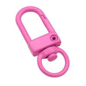 Alloy Carabiner Clasp with pink Lacquered Fired, approx 12-33mm [FN24159]