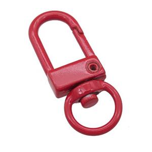 Alloy Carabiner Clasp with red Lacquered Fired, approx 12-33mm [FN24160]