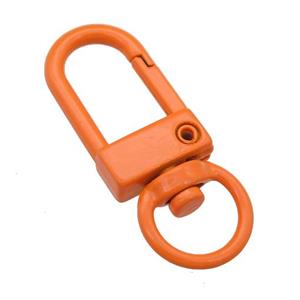 Alloy Carabiner Clasp with orange Lacquered Fired, approx 12-33mm [FN24165]