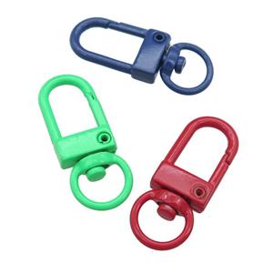 Alloy Carabiner Clasp with Lacquered Fired, mixed color, approx 12-33mm [FN24166]