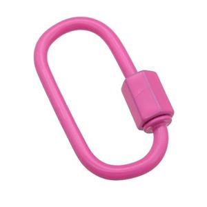 copper oval Carabiner Clasp with pink Lacquered Fired, approx 12-25mm [FN24170]