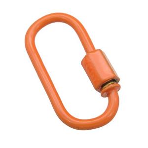 copper oval Carabiner Clasp with orange Lacquered Fired, approx 12-25mm [FN24173]