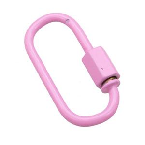 copper oval Carabiner Clasp with pink Lacquered Fired, approx 12-25mm [FN24174]