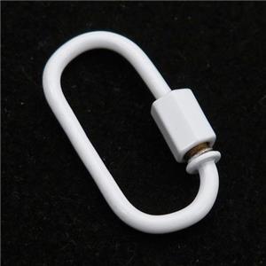 copper oval Carabiner Clasp with white Lacquered Fired, approx 12-25mm [FN24176]