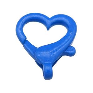 Alloy heart Lobster Clasp with blue Lacquered Fired, approx 16mm [FN24179]