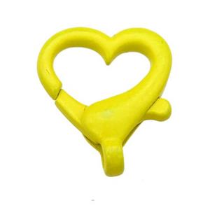 Alloy heart Lobster Clasp with nenoYellow Lacquered Fired, approx 16mm [FN24182]