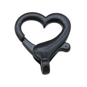 Alloy heart Lobster Clasp with black Lacquered Fired, approx 16mm [FN24183]