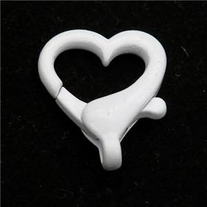 Alloy heart Lobster Clasp with white Lacquered Fired, approx 16mm [FN24184]