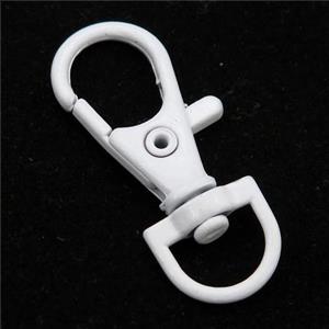 Alloy Lobster Clasp with white Lacquered Fired, approx 13-35mm [FN24193]