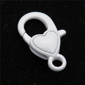 Alloy Lobster Clasp with white Lacquered Fired, approx 10-21mm [FN24201]