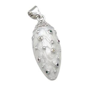 copper cicada pendant with enamel pearlized resin, platinum plated, approx 10-24mm [FN24209]