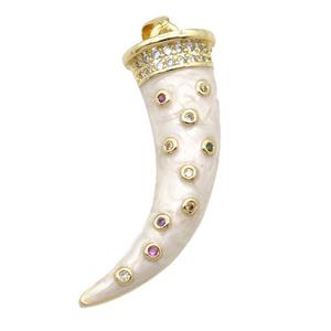 copper horn pendant with enamel pearlized resin, gold plated, approx 9-30mm [FN24222]