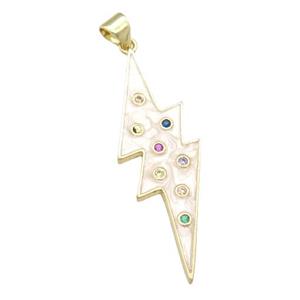 copper lightning pendant with enamel pearlized resin, gold plated, approx 12-40mm [FN24224]