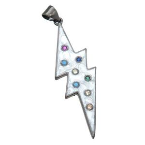 copper lightning pendant with enamel pearlized resin, black plated, approx 12-40mm [FN24225]