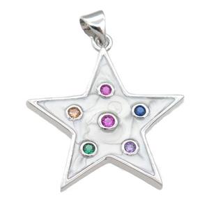 copper star pendant with enamel pearlized resin, platinum plated, approx 25mm [FN24229]