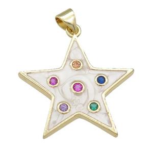 copper star pendant with enamel pearlized resin, gold plated, approx 25mm [FN24230]