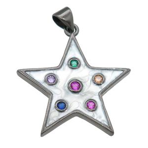 copper star pendant with enamel pearlized resin, black plated, approx 25mm [FN24232]