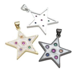copper star pendant with enamel pearlized resin, mixed, approx 25mm [FN24233]