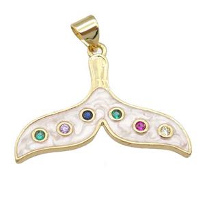 copper sharktail pendant with enamel pearlized resin, gold plated, approx 15-29mm [FN24235]