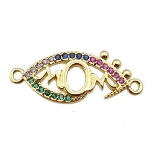 copper eye connector pave zircon, MOM, gold plated, approx 10-20mm [FN24255]