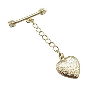 copper heart pendant, gold plated, approx 13mm, 24mm [FN24267]