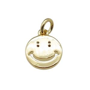copper Emoji pendant, smileface, gold plated, approx 10mm [FN24270]