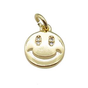 copper Emoji pendant, smileface, gold plated, approx 10mm [FN24271]
