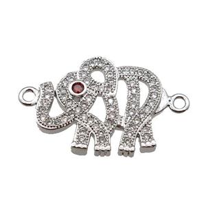 copper elephant connector pave zircon, platinum plated, approx 15-20mm [FN24295]