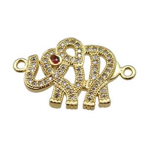 copper elephant connector pave zircon, gold plated, approx 15-20mm [FN24296]