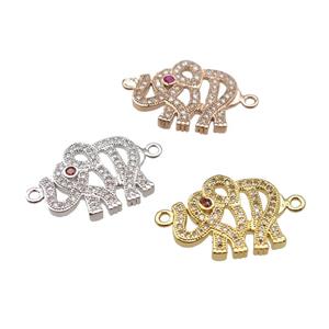copper elephant connector pave zircon, mixed, approx 15-20mm [FN24298]