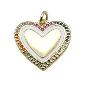 copper heart pendant pave zircon, gold plated, approx 19mm [FN24299]
