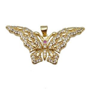 copper butterfly pendant pave zircon, gold plated, approx 20-40mm [FN24317]