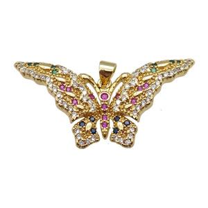 copper butterfly pendant pave zircon, gold plated, approx 20-40mm [FN24318]