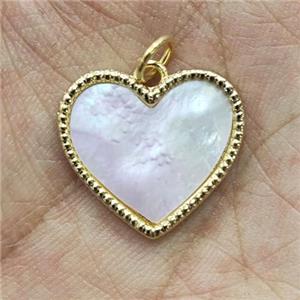 Mother of Pearl Heart Pendant, gold plated, approx 18-20mm [FN24337]