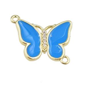 copper butterfly connector with blue enamel, gold plated, approx 17-20mm [FN24379]