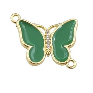 copper butterfly connector with green enamel, gold plated, approx 17-20mm [FN24382]
