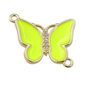 copper butterfly connector with nenoyellow enamel, gold plated, approx 17-20mm [FN24388]