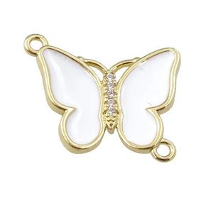 copper butterfly connector with white enamel, gold plated, approx 17-20mm [FN24394]