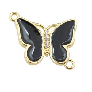 copper butterfly connector with black enamel, gold plated, approx 17-20mm [FN24395]