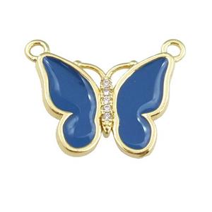 copper butterfly pendant with navyblue enamel, gold plated, approx 16-20mm [FN24397]