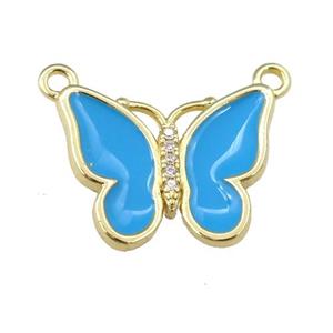 copper butterfly pendant with blue enamel, gold plated, approx 16-20mm [FN24399]
