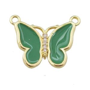 copper butterfly pendant with green enamel, gold plated, approx 16-20mm [FN24401]