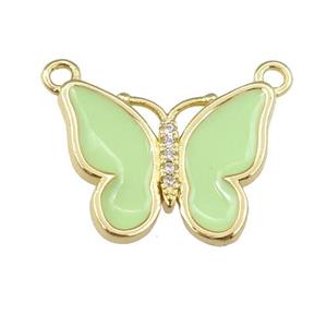 copper butterfly pendant with applegreen enamel, gold plated, approx 16-20mm [FN24404]
