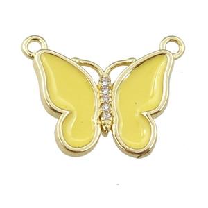 copper butterfly pendant with yellow enamel, gold plated, approx 16-20mm [FN24407]